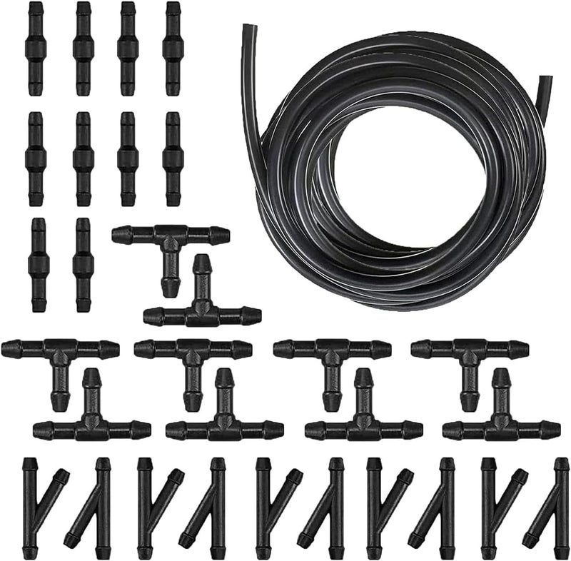 CyperFair 30 PCS Universal Windshield Washer Hose Kit – 13.12Ft/4M, Includes T-Type, Y-Type, & I-Type Fittings – Black Washer Hose for Most Cars & Vehicles – Easy Installation (Black) - Image 1